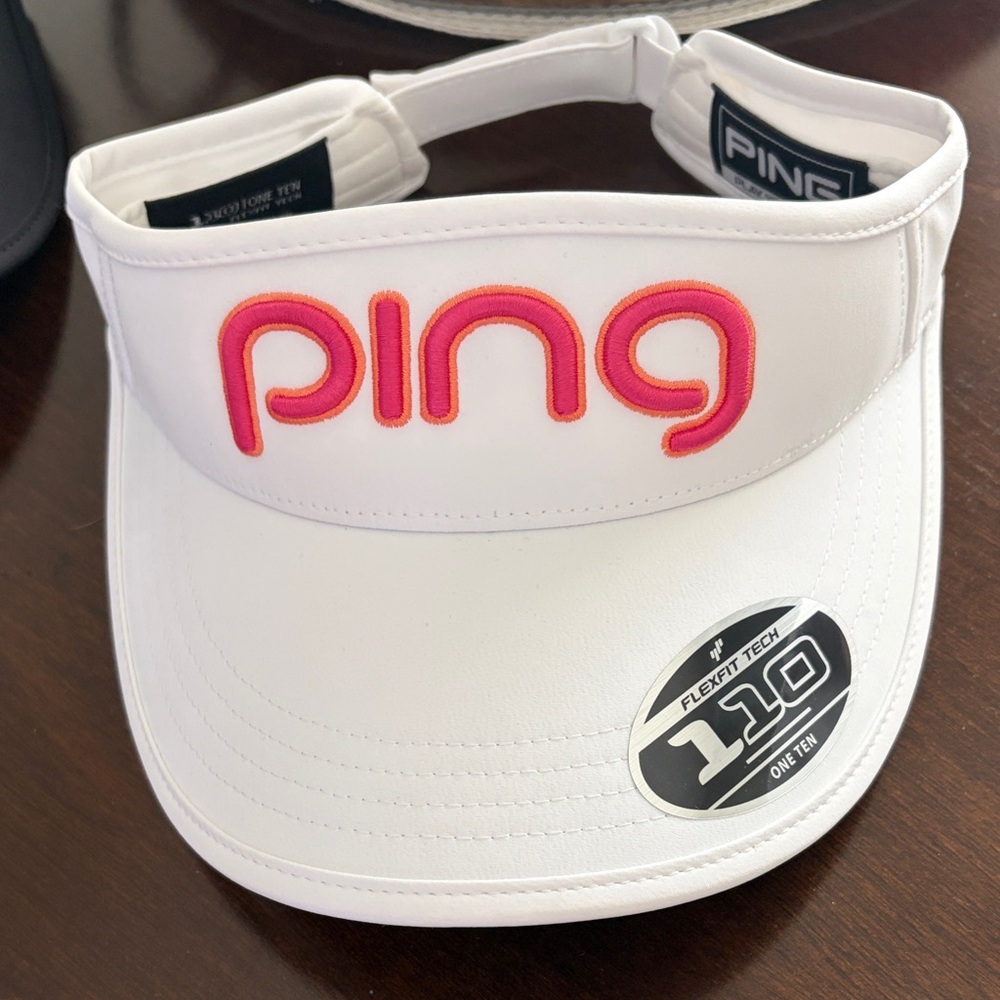 PING White Visor with Pink and Orange Embroidered Logo